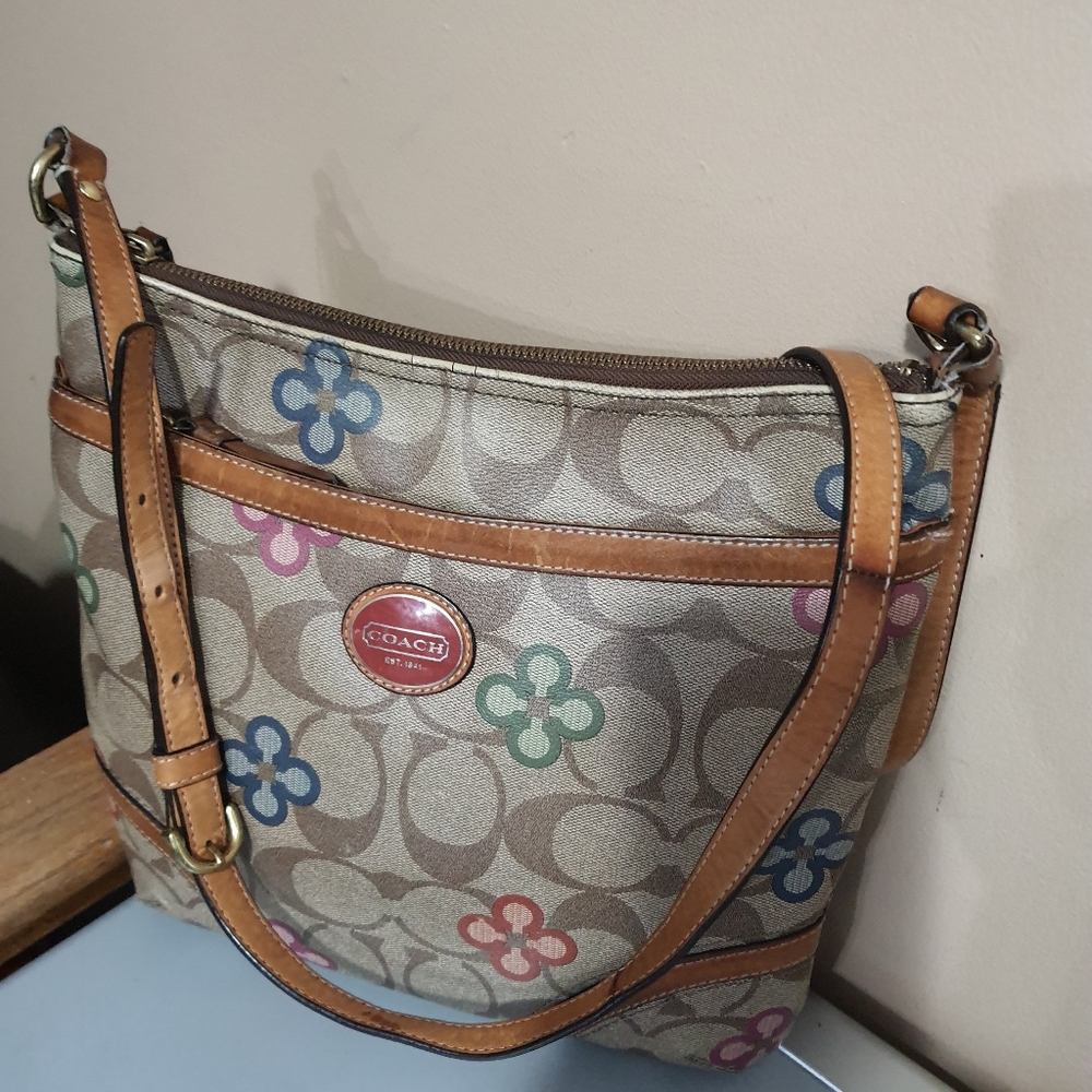 COACH Peyton Signature Floral Clover Crossbody